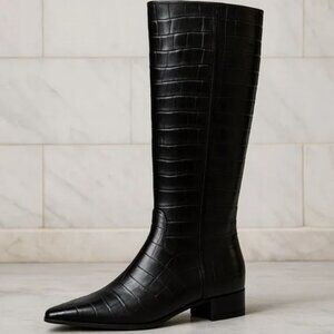 NWOB | Gianni Bini Black Croc Knee High Boots | Sz 6